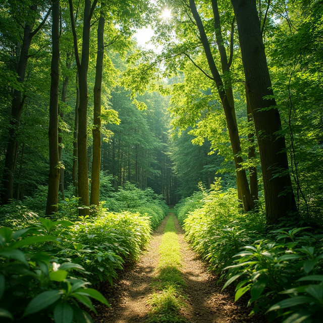 Lush green trees and natural landscape