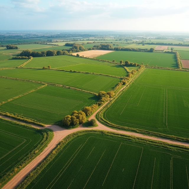 Aerial view of farm plot layout