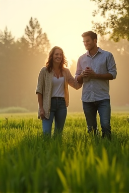 Happy family at farm